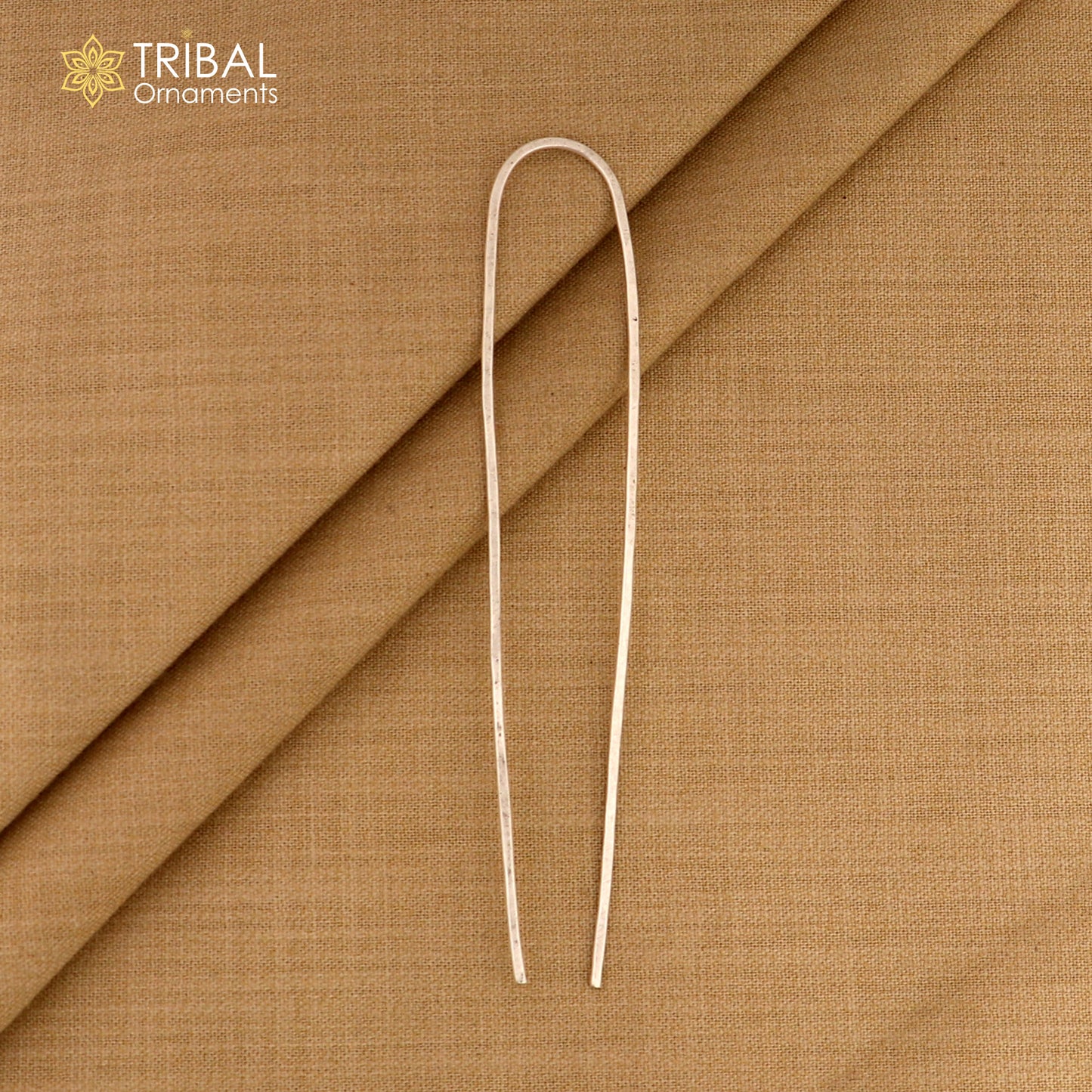 Hammered style silver hair pin solid 925 plain sticks hair jewelry su1364