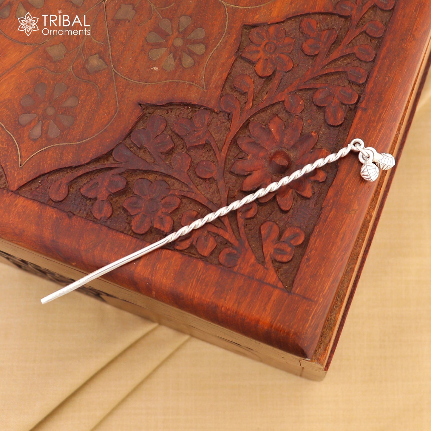 Artisan handmade silver hair pin solid 925 hammered design jingling sticks hair jewelry su1359