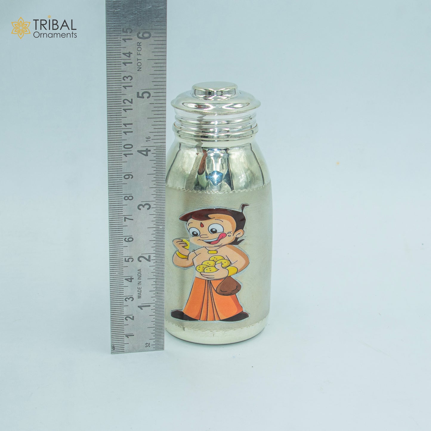 925 Sterling silver chota bheem cartoon design baby feeder milk bottle/ baby water bottle/ best kids gifting article sv304 - TRIBAL ORNAMENTS