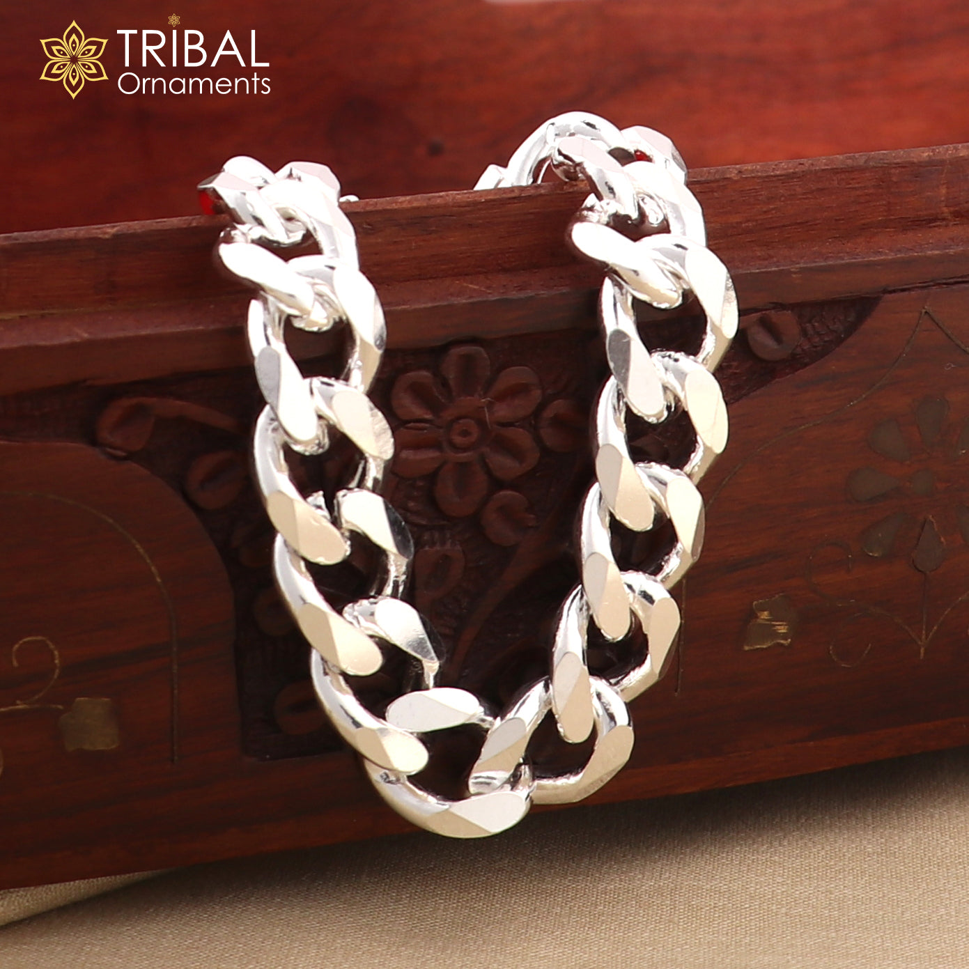 8.5" 925 sterling silver antique Cuban link chain unisex gifting jewelry sbr778