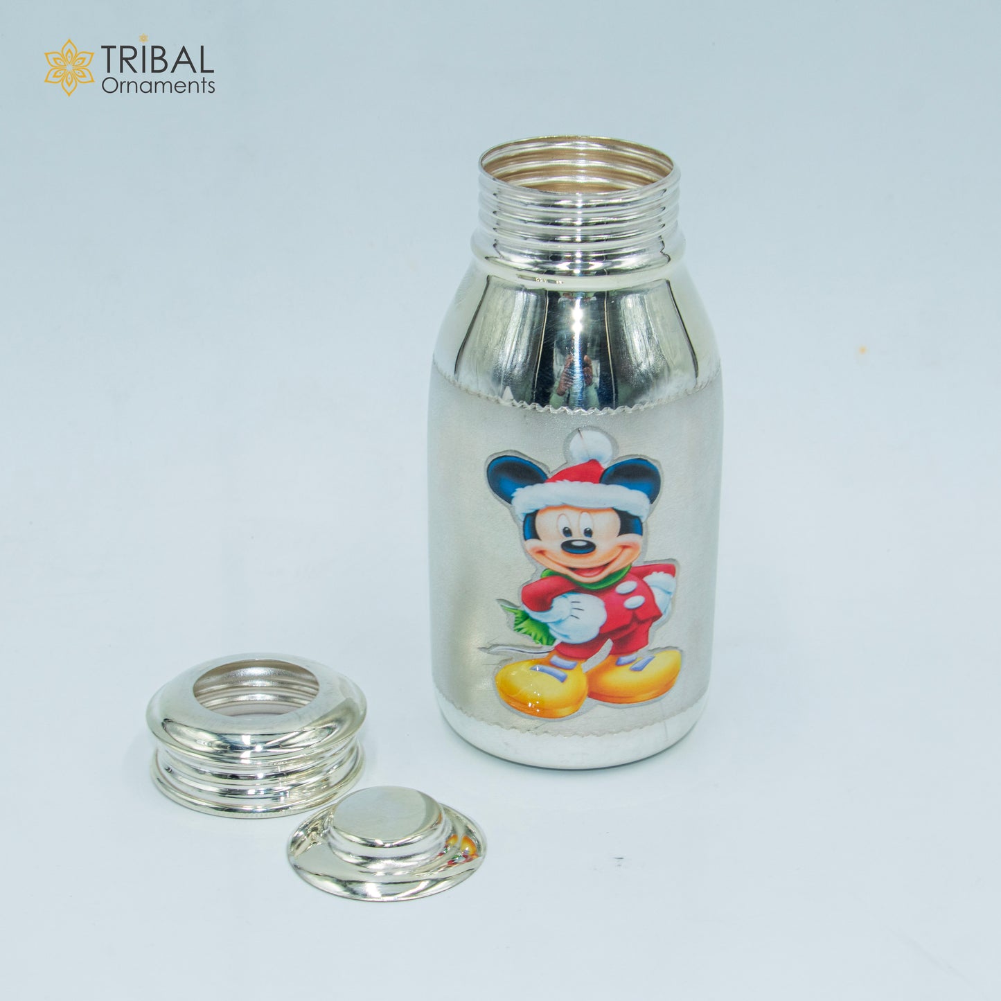 925 Sterling silver mickey mouse cartoon design baby feeder milk bottle/ baby water bottle/ best kids gifting article sv306 - TRIBAL ORNAMENTS