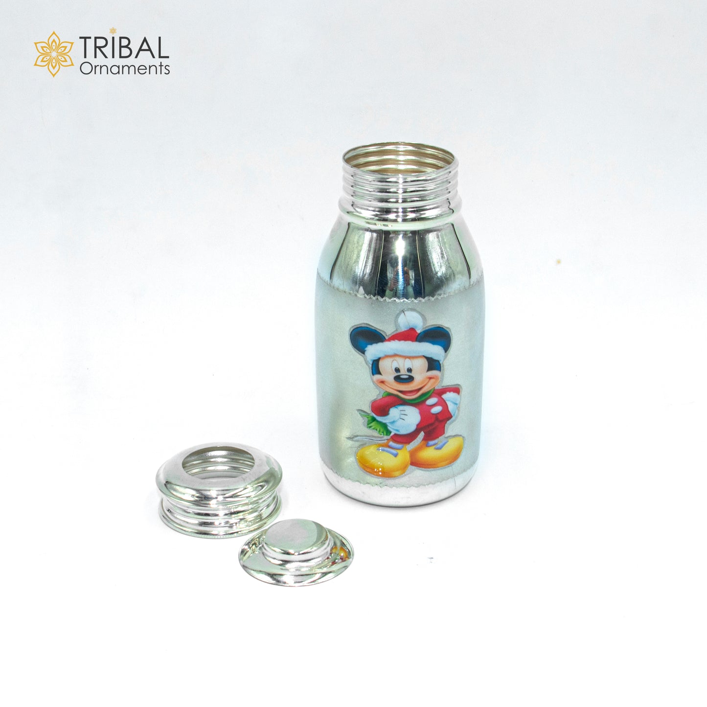 925 Sterling silver mickey mouse cartoon design baby feeder milk bottle/ baby water bottle/ best kids gifting article sv306 - TRIBAL ORNAMENTS