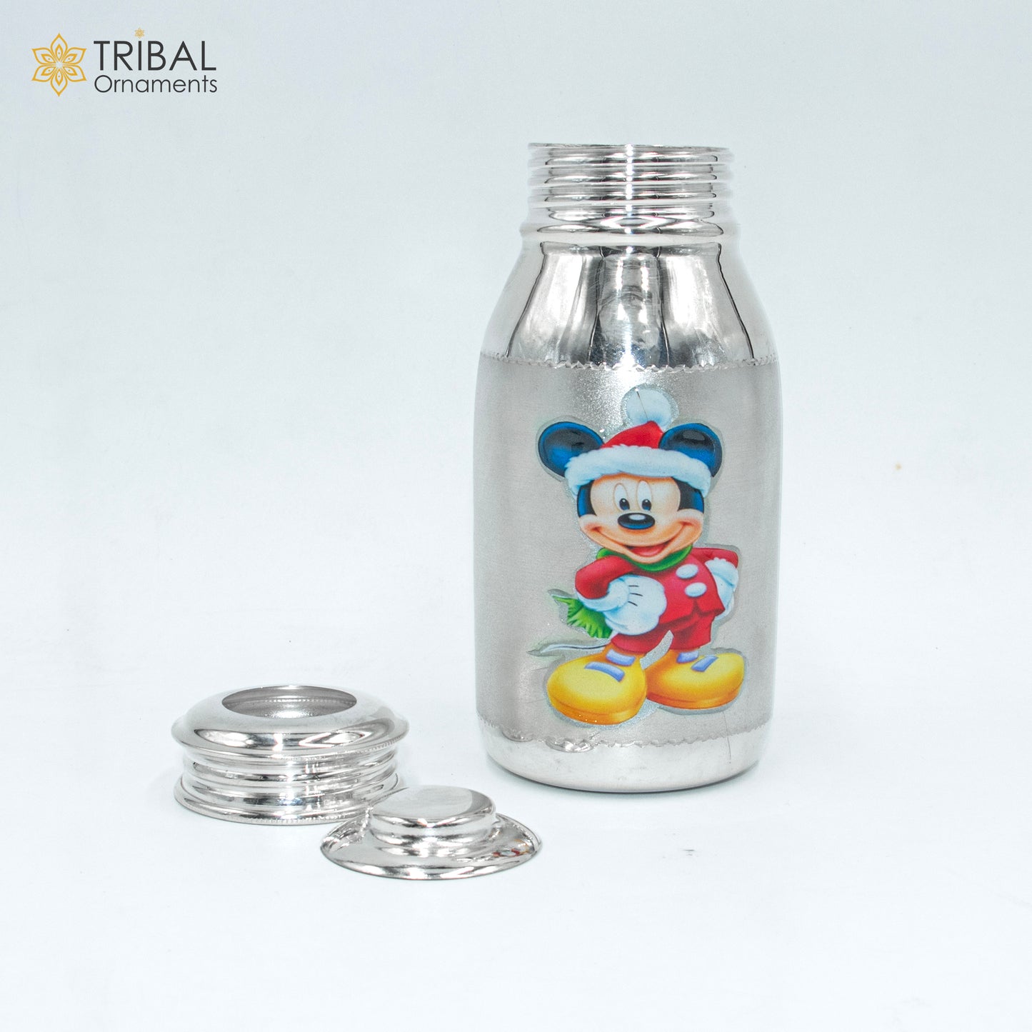 925 Sterling silver mickey mouse cartoon design baby feeder milk bottle/ baby water bottle/ best kids gifting article sv306 - TRIBAL ORNAMENTS