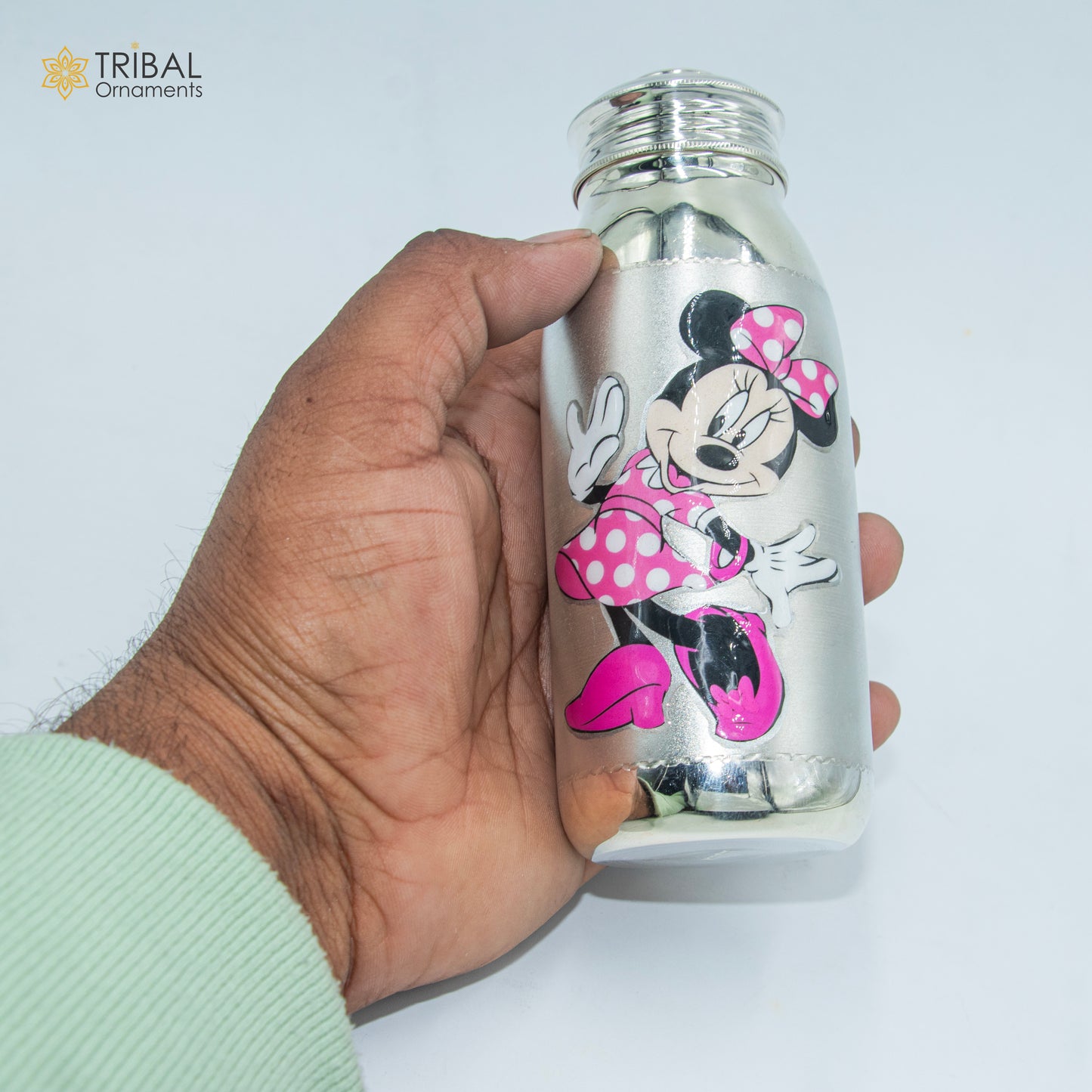 925 Sterling silver mickey mouse cartoon design baby feeder milk bottle/ baby water bottle/ best kids gifting article sv307 - TRIBAL ORNAMENTS
