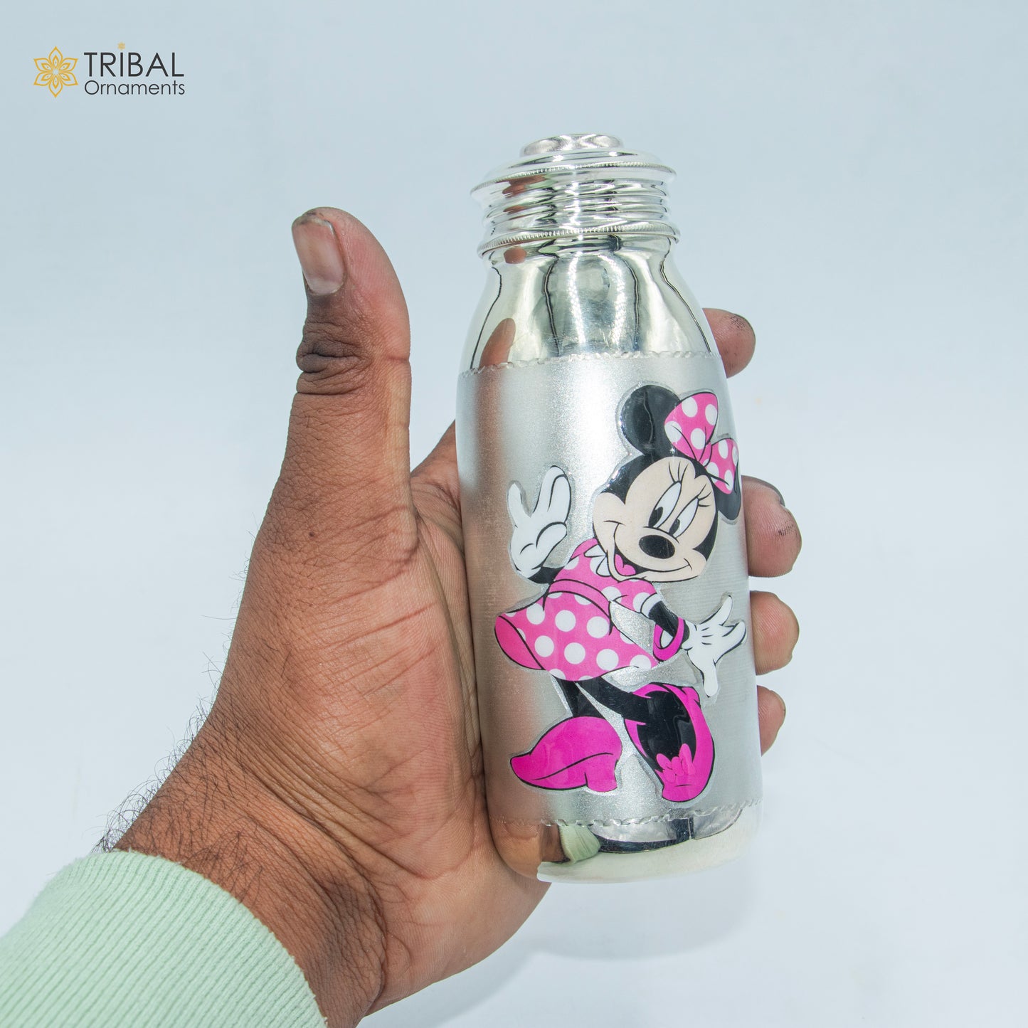 925 Sterling silver mickey mouse cartoon design baby feeder milk bottle/ baby water bottle/ best kids gifting article sv307 - TRIBAL ORNAMENTS