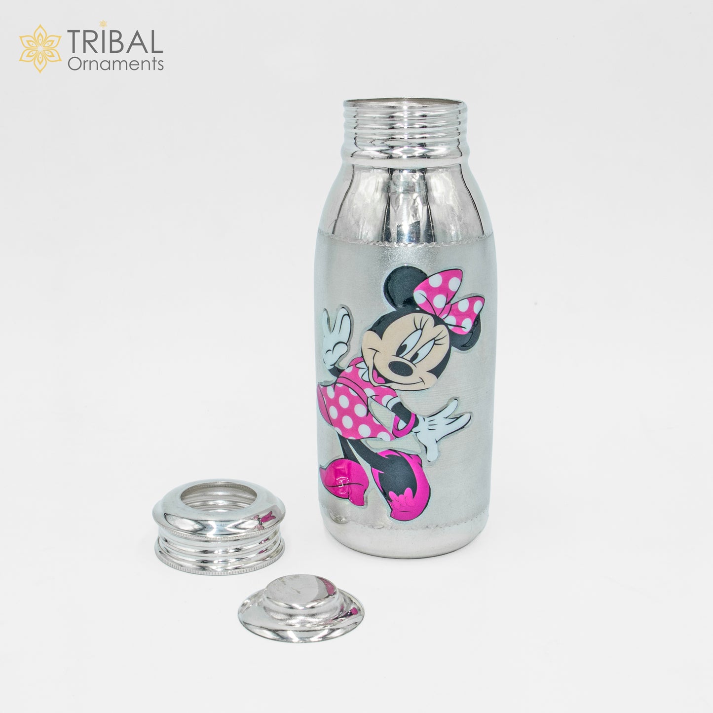 925 Sterling silver mickey mouse cartoon design baby feeder milk bottle/ baby water bottle/ best kids gifting article sv307 - TRIBAL ORNAMENTS