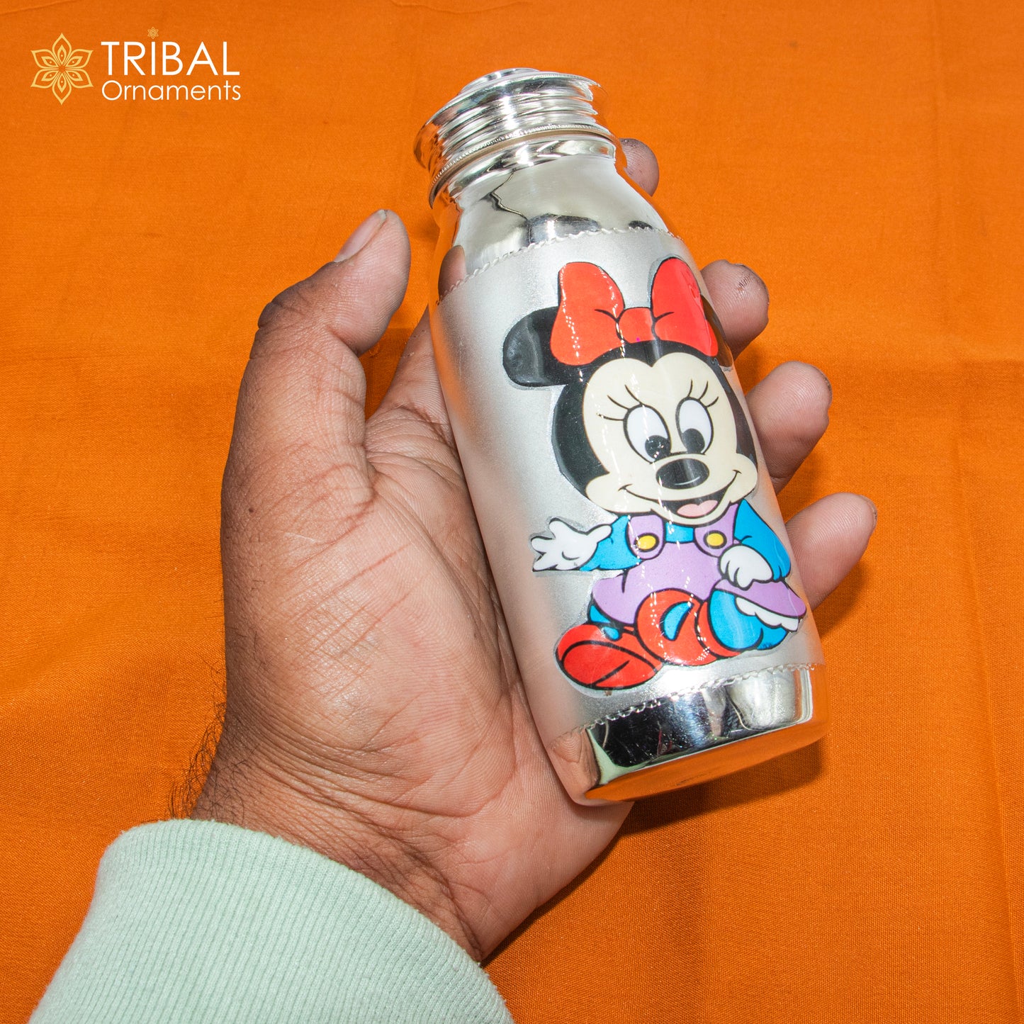 925 Sterling silver mickey mouse cartoon design baby feeder milk bottle/ baby water bottle/ best kids gifting article sv305 - TRIBAL ORNAMENTS