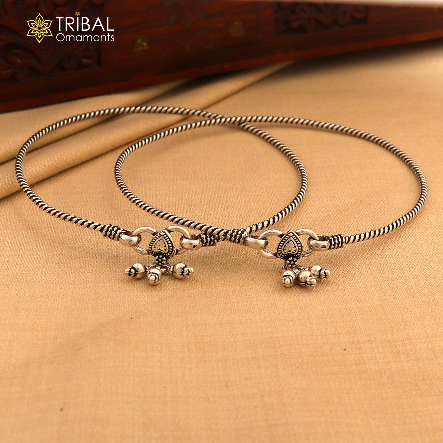 925 sterling silver vintage design customized foot bracelet anklet kada hanging drops belly dance ethnic jewelry nsfk124