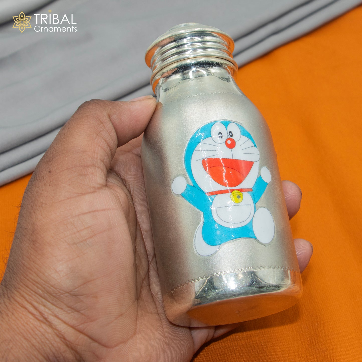 925 Sterling silver doraemon cartoon design baby feeder milk bottle/ baby water bottle/ best kids gifting article sv308 - TRIBAL ORNAMENTS
