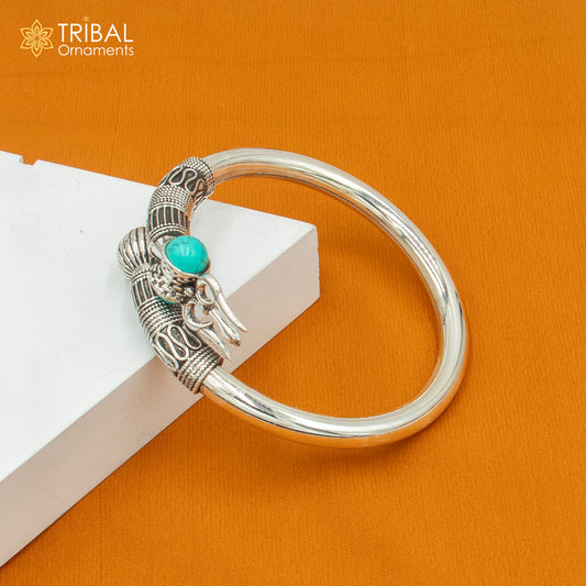 925 sterling handmade mahakal trident kada bracelet unisex kada nsk896 - TRIBAL ORNAMENTS