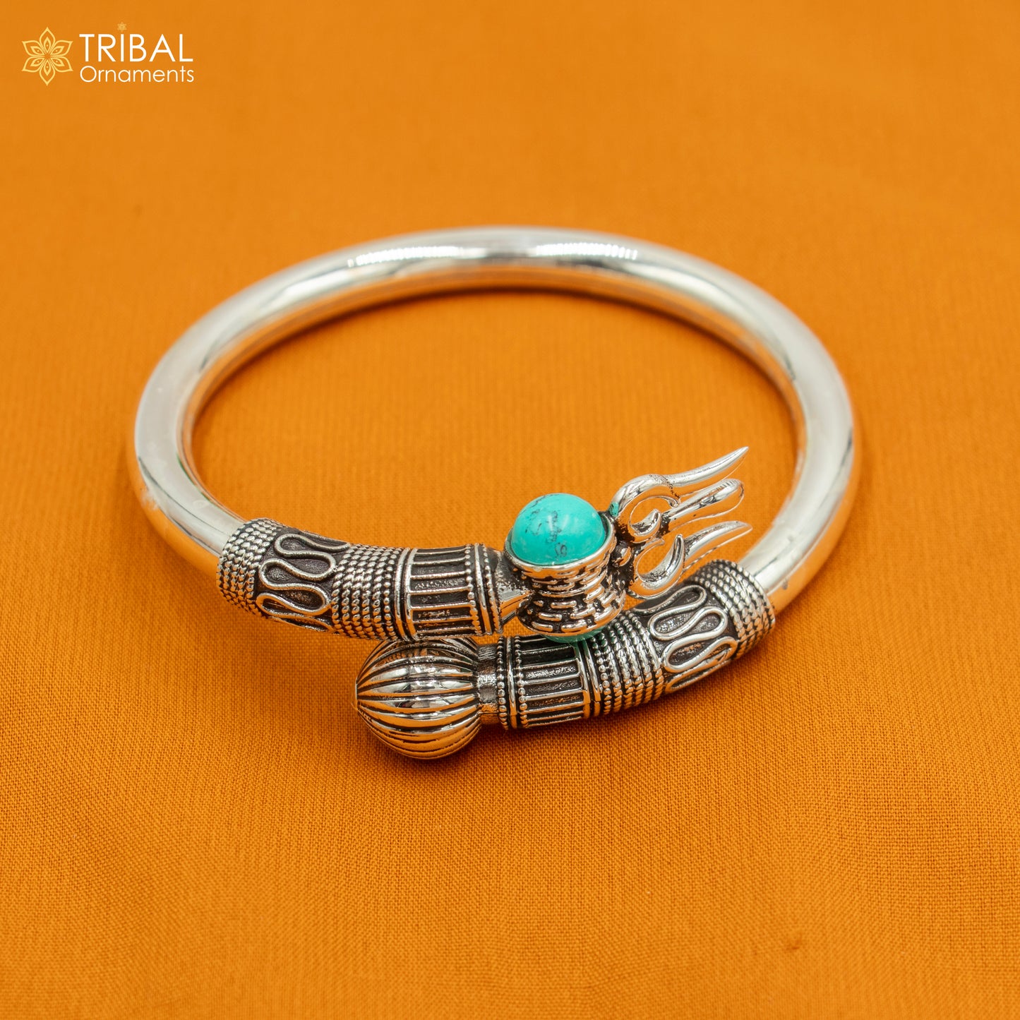925 sterling handmade mahakal trident kada bracelet unisex kada nsk896 - TRIBAL ORNAMENTS