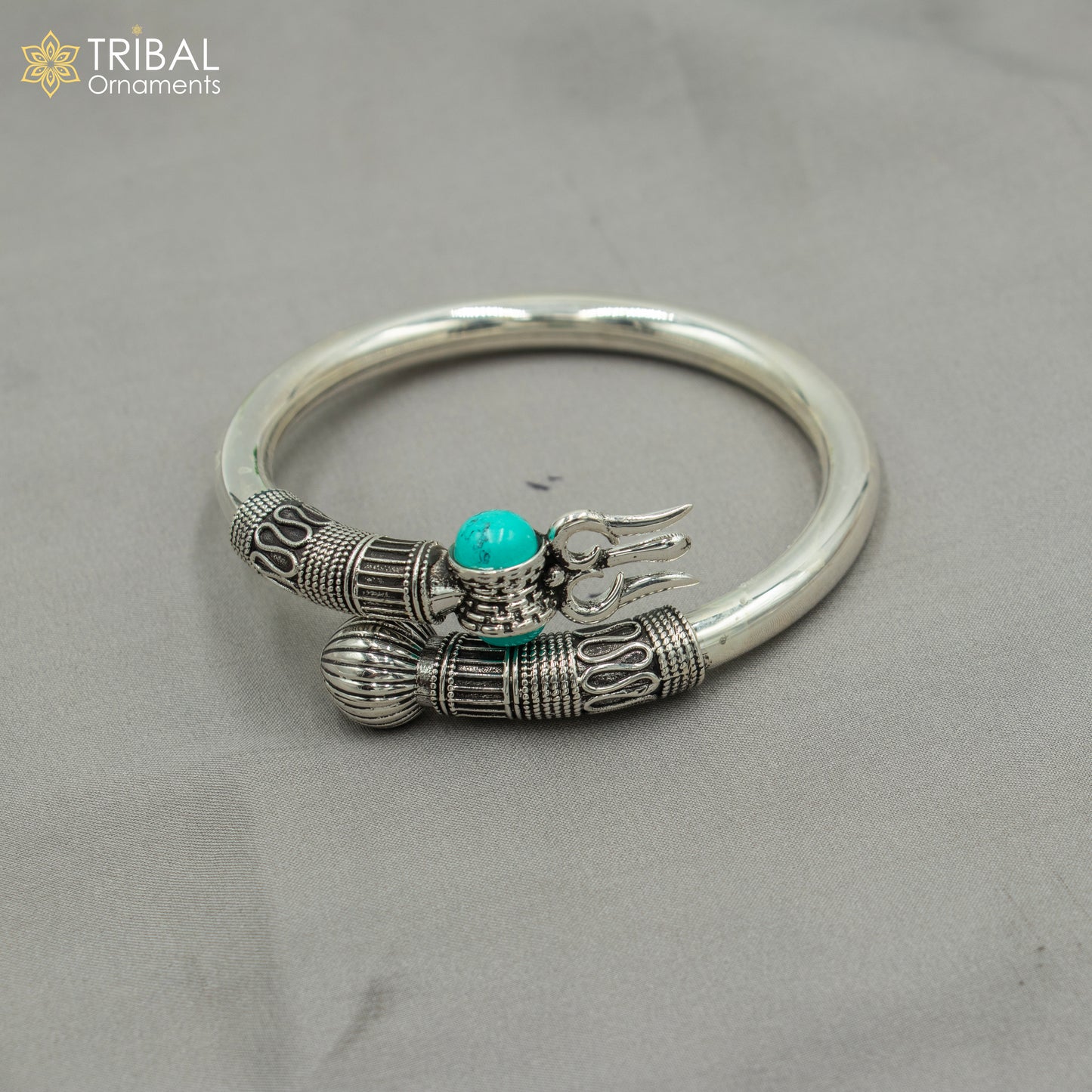 925 sterling handmade mahakal trident kada bracelet unisex kada nsk896 - TRIBAL ORNAMENTS