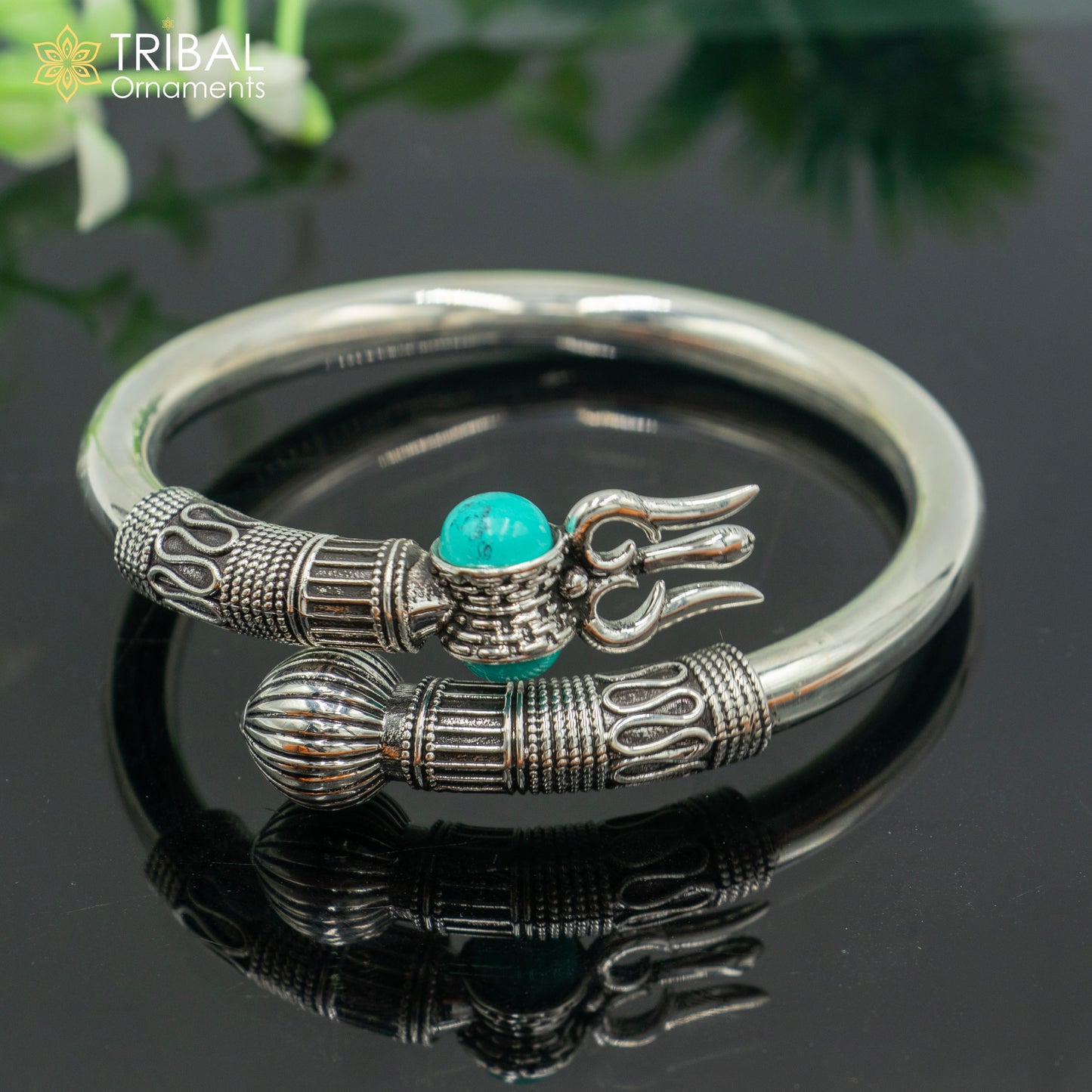 925 sterling handmade mahakal trident kada bracelet unisex kada nsk896 - TRIBAL ORNAMENTS