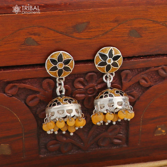 925 sterling silver stylish minakari design jumka earring er225