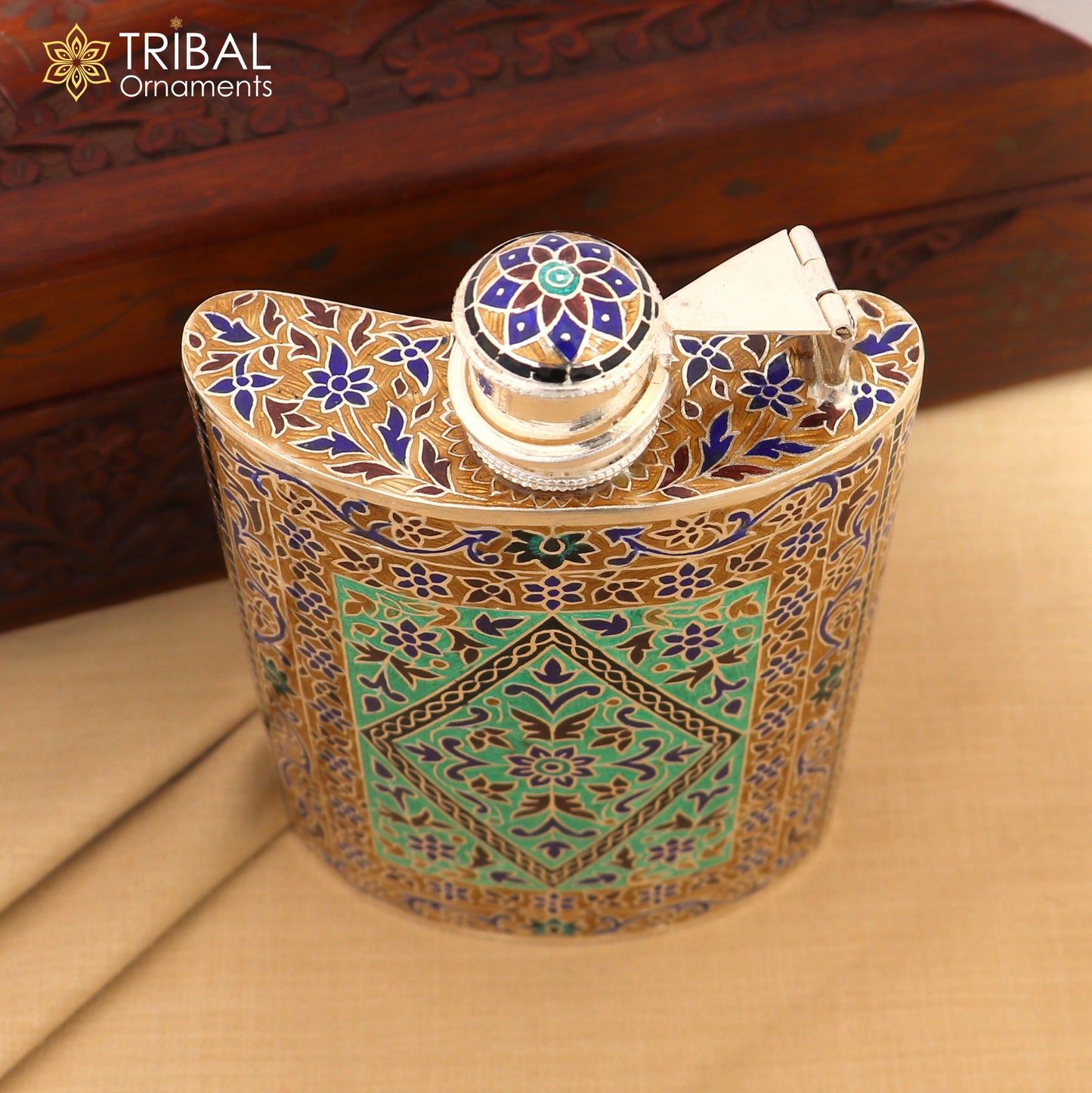 925 sterling silver minakari design silver wine bottle, silver drink bottle, royal style silver article,utensil sv321
