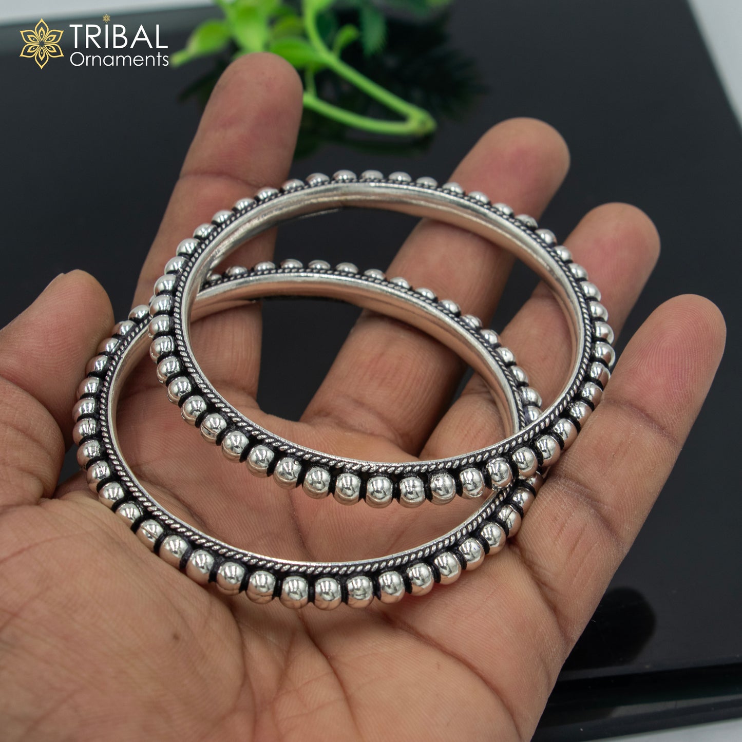 925 sterling silver handmade beaded bangle bracelet women jewelry ba441 - TRIBAL ORNAMENTS