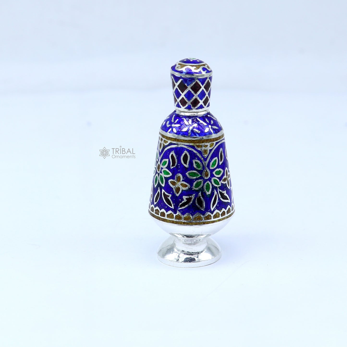 925 Sterling silver handmade fabulous meenakari trinket box, container box, casket box, sindoor box, enamel work customized box stb866 - TRIBAL ORNAMENTS