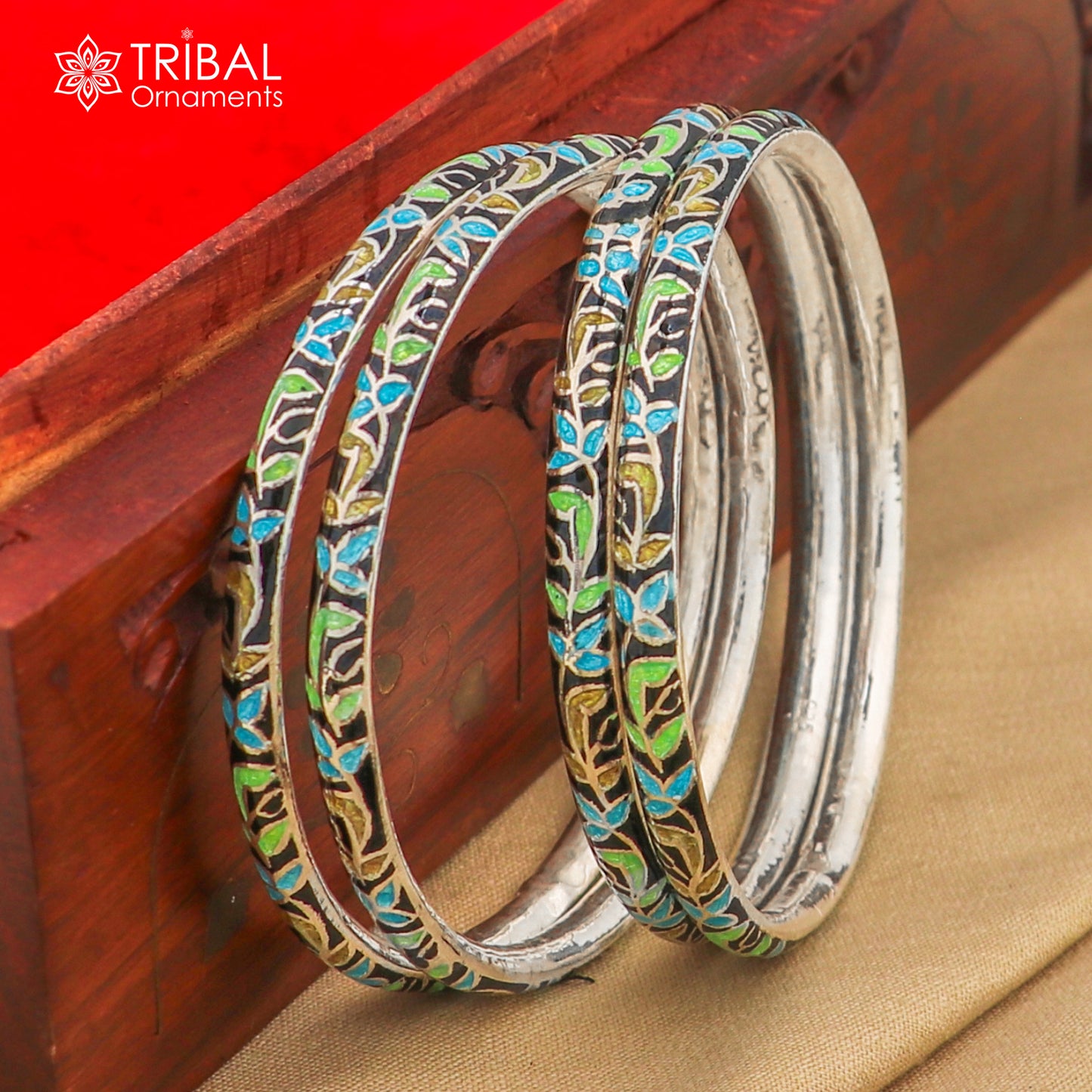 925 sterling silver handcrafted color enamel bangles bracelet, best brides jewelry vintage antique style wrist jewelry nba444