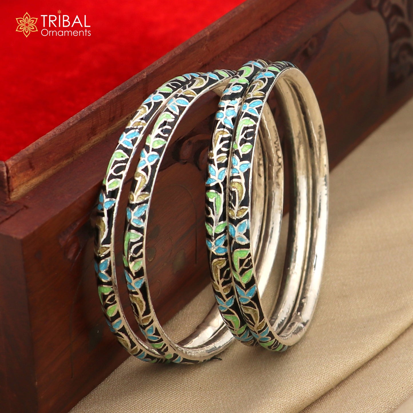 925 sterling silver handcrafted color enamel bangles bracelet, best brides jewelry vintage antique style wrist jewelry nba444