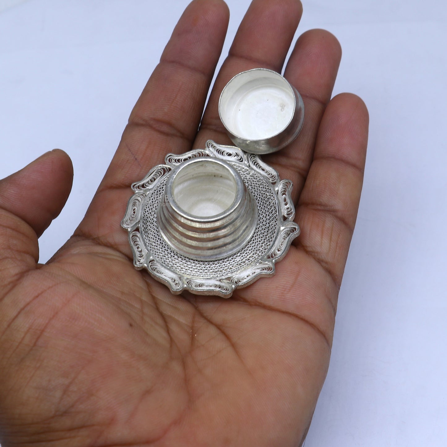 925 Sterling silver handmade fabulous meenakari trinket box, container box, casket box, sindoor box, enamel work customized box stb865 - TRIBAL ORNAMENTS