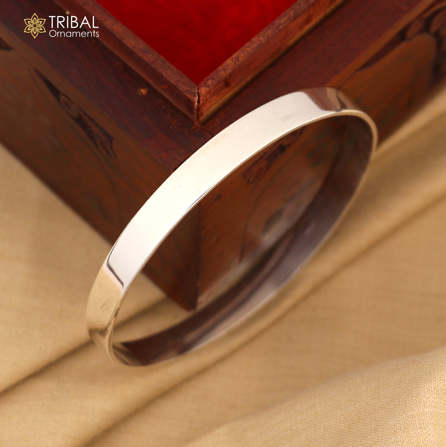 925 Sterling silver customized plain bangle kada tribal jewelry nsk943