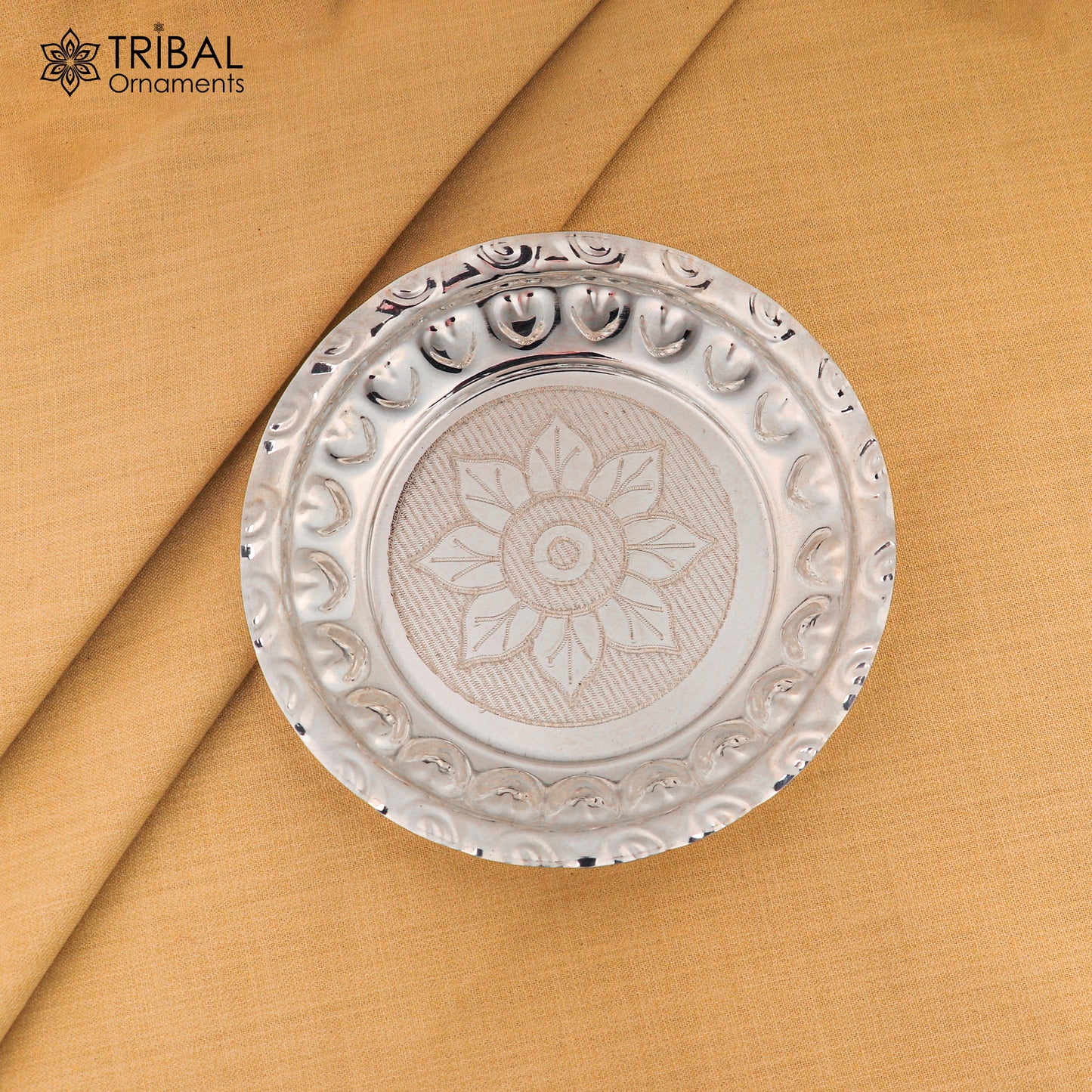 925 sterling silver plate/ tray, silver articles, puja utensils sv320