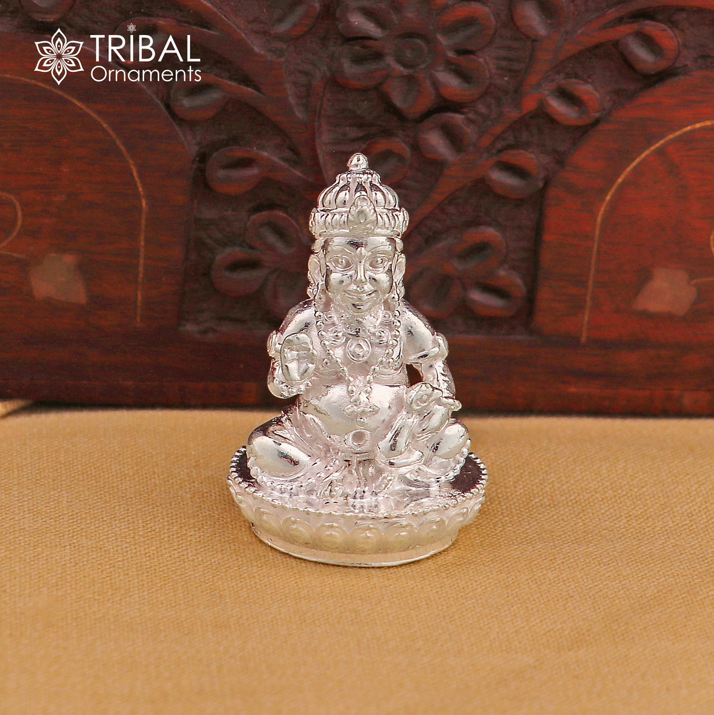 925 Sterling silver Kuber Idol Wealth God Murti Statue figurine, puja articles art831