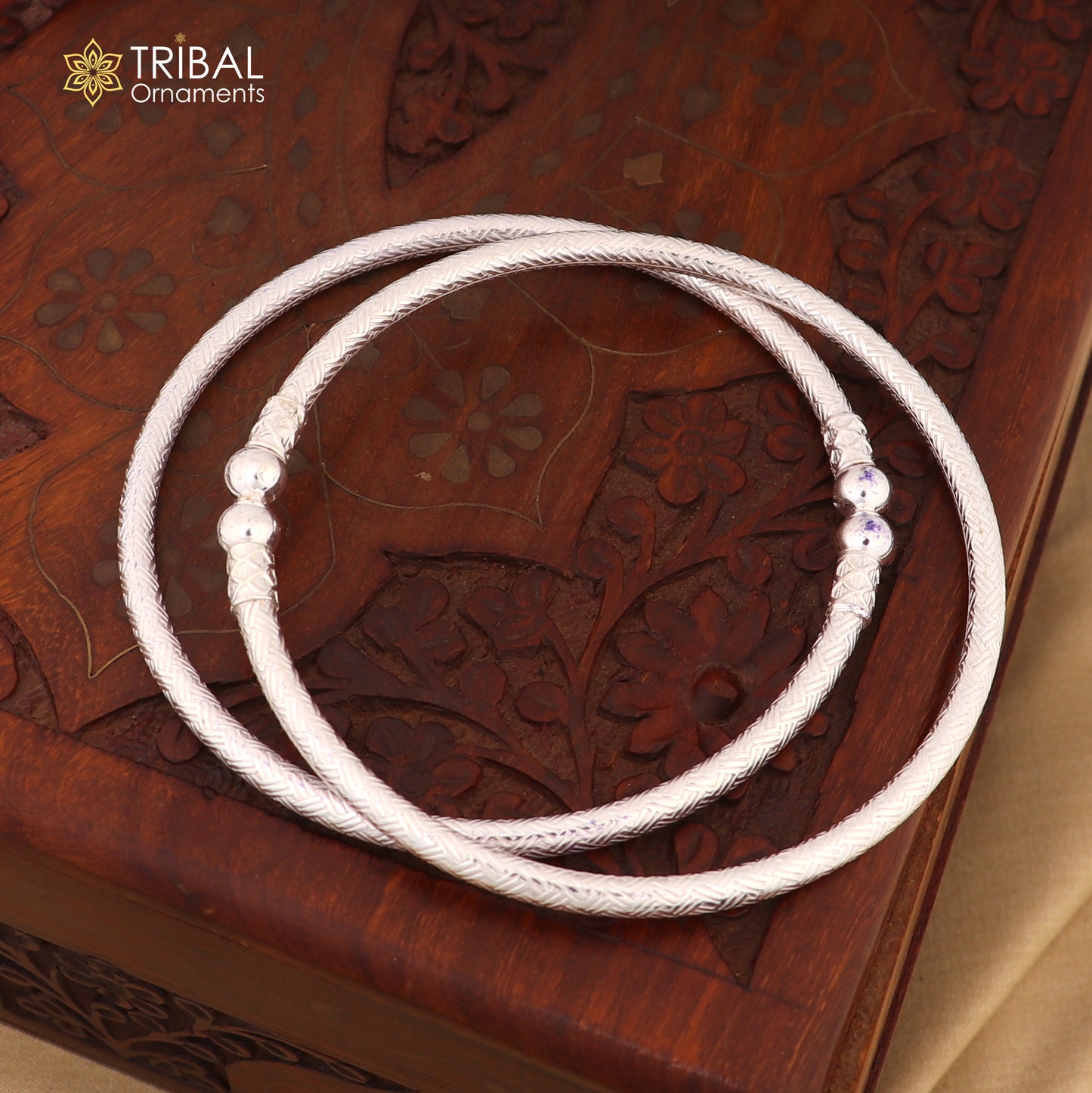 925 Sterling silver ball design traditional women's customized foot kada ankle kada bracelet tribal jewelry nsfk144