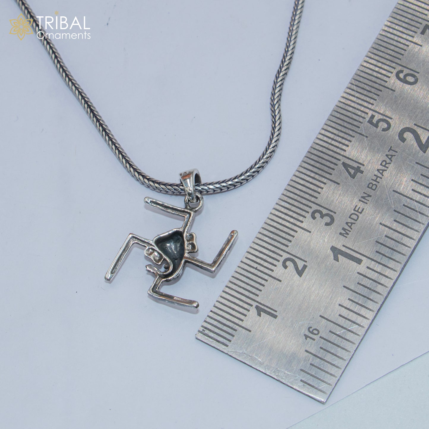 925 sterling silver handmade Swastik and ganesha Silver Pendant with chain tribal jewellery nsp1046 - TRIBAL ORNAMENTS