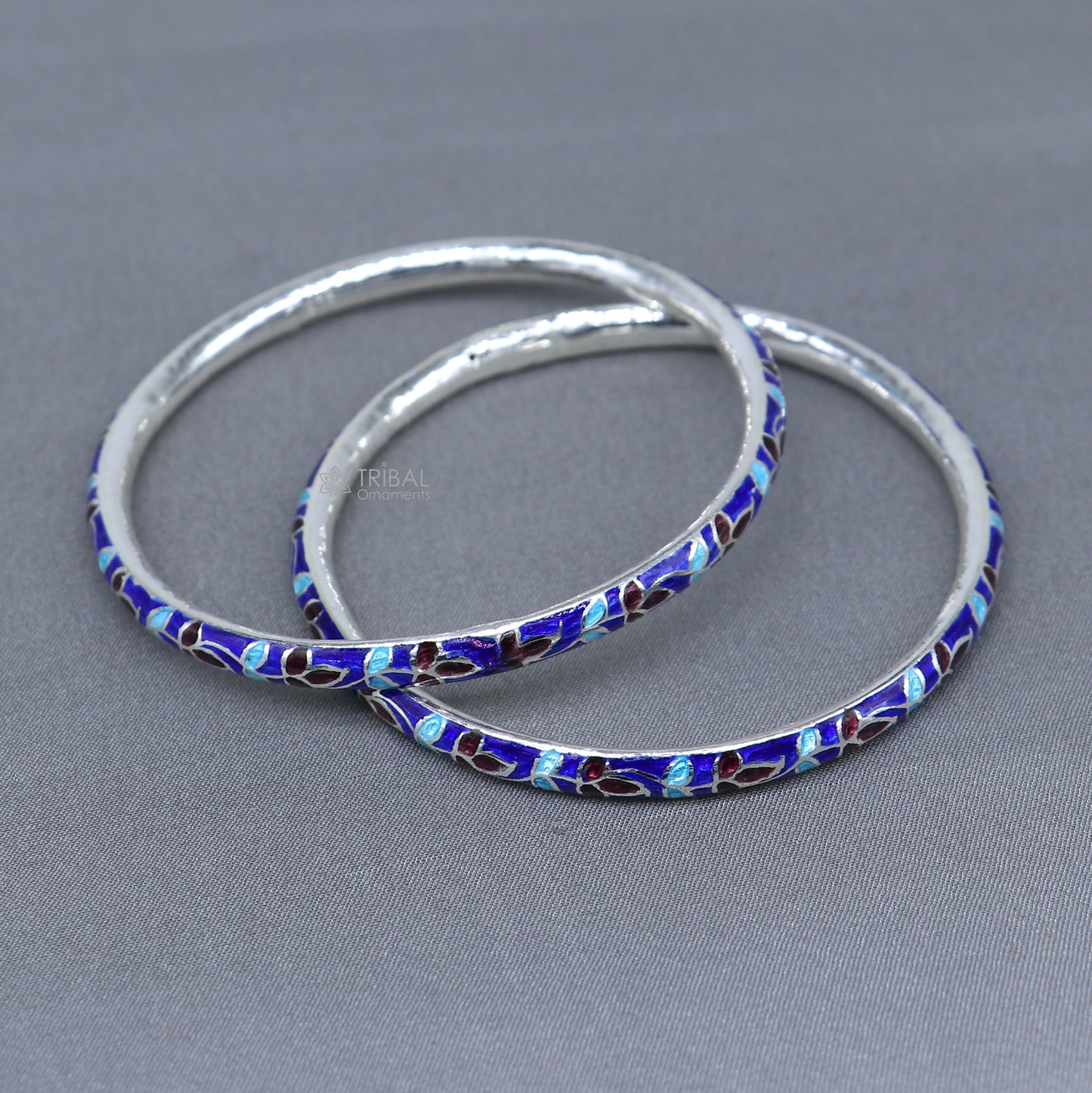 925 sterling meenakari work designer bangle bracelet pure silver gifting jewelry, brides made bangles ba434 - TRIBAL ORNAMENTS