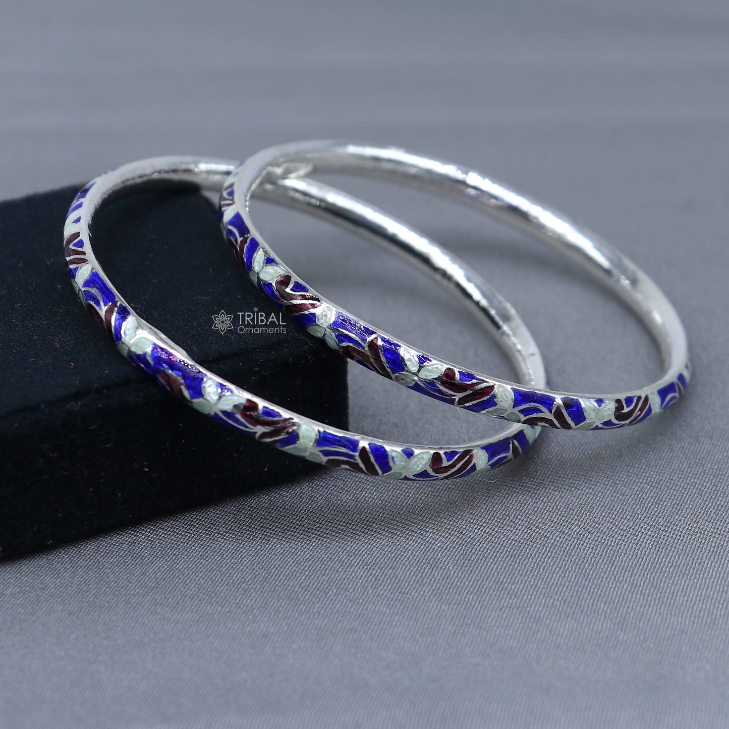 925 sterling meenakari work designer bangle bracelet pure silver gifting jewelry, brides made bangles ba435 - TRIBAL ORNAMENTS