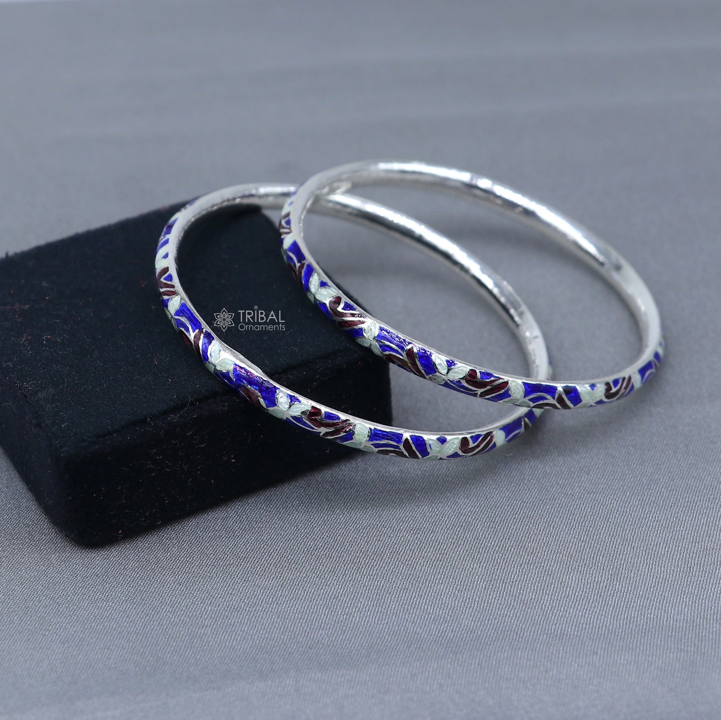 925 sterling meenakari work designer bangle bracelet pure silver gifting jewelry, brides made bangles ba435 - TRIBAL ORNAMENTS