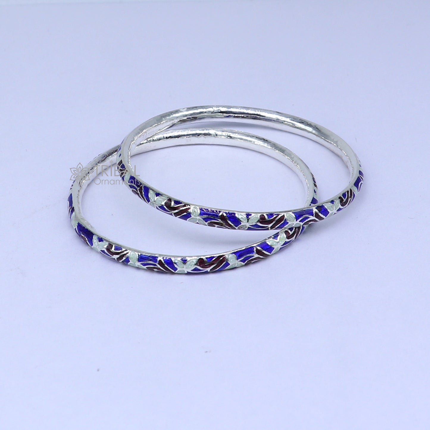 925 sterling meenakari work designer bangle bracelet pure silver gifting jewelry, brides made bangles ba435 - TRIBAL ORNAMENTS