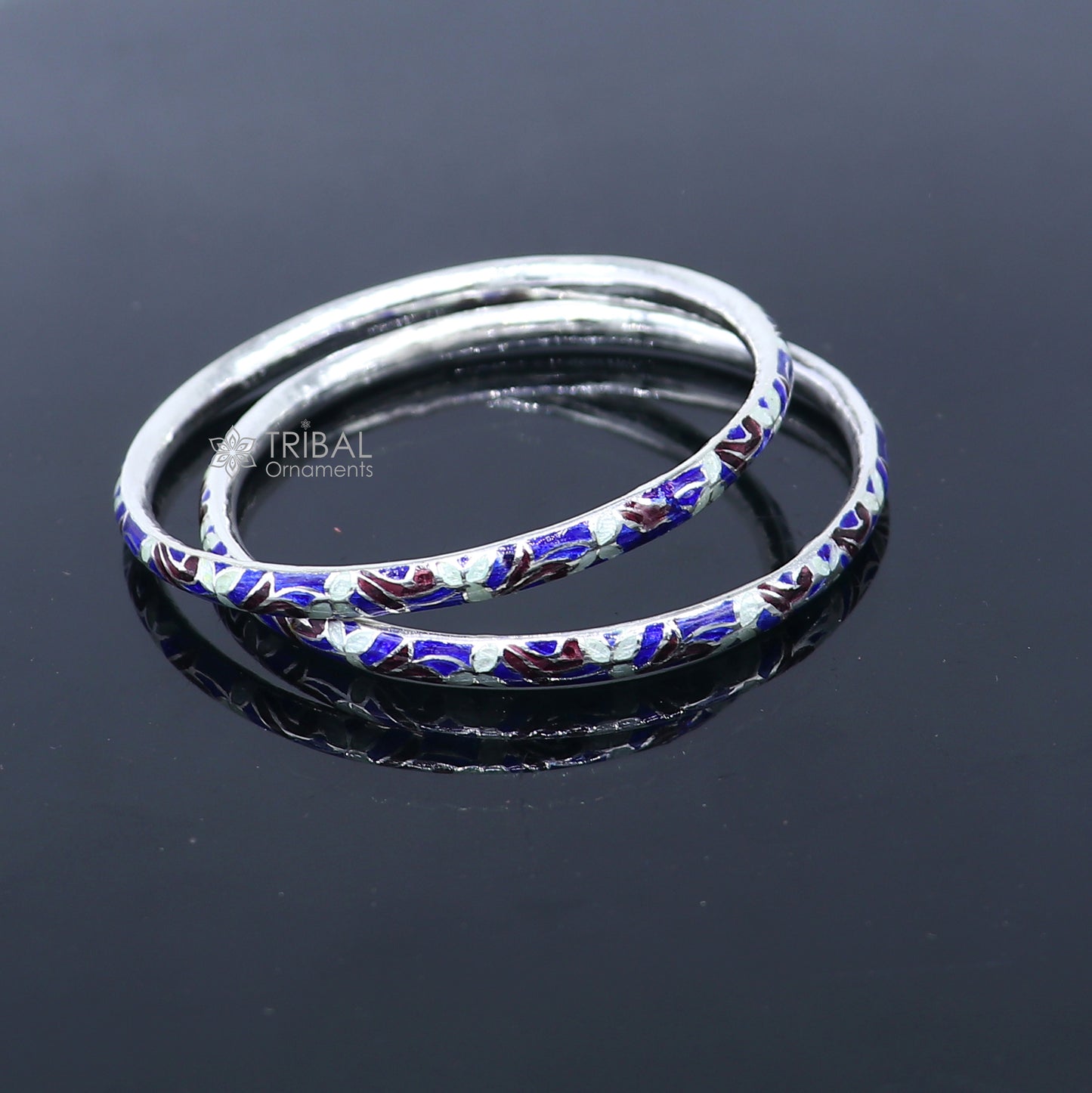 925 sterling meenakari work designer bangle bracelet pure silver gifting jewelry, brides made bangles ba435 - TRIBAL ORNAMENTS