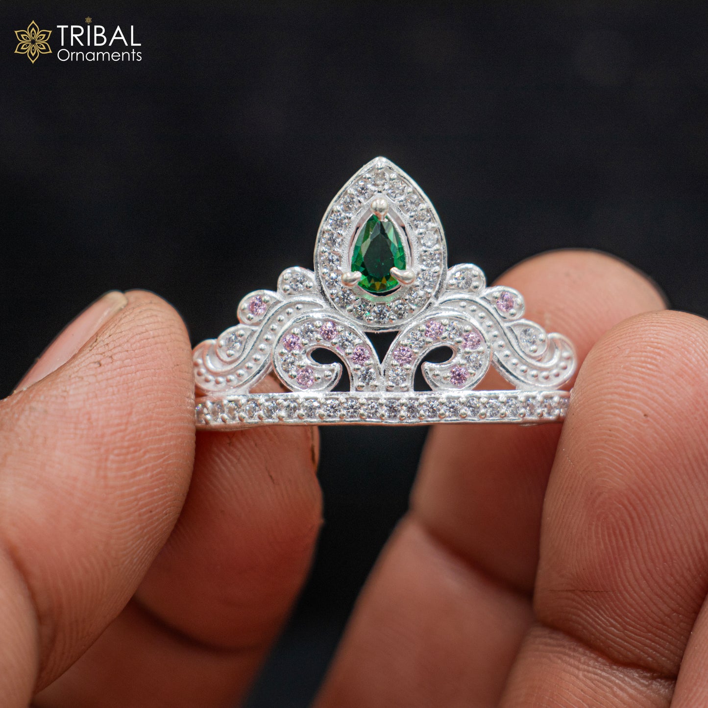 925 sterling silver handmade lord baby Krishna Mukut, amazing Laddu Gopala, crawling Krishna crown head jewelry sm39 - TRIBAL ORNAMENTS