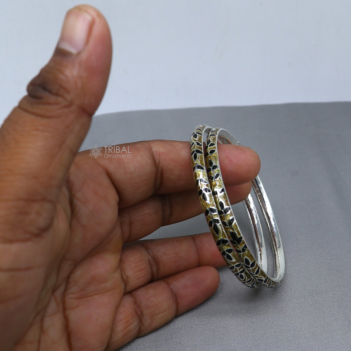 925 sterling meenakari work designer bangle bracelet pure silver gifting jewelry, brides made bangles ba429 - TRIBAL ORNAMENTS