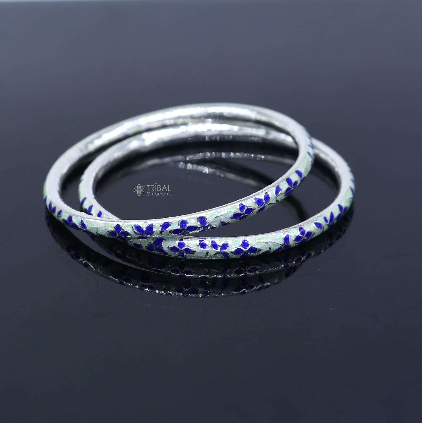 925 sterling meenakari work designer bangle bracelet pure silver gifting jewelry, brides made bangles ba430 - TRIBAL ORNAMENTS