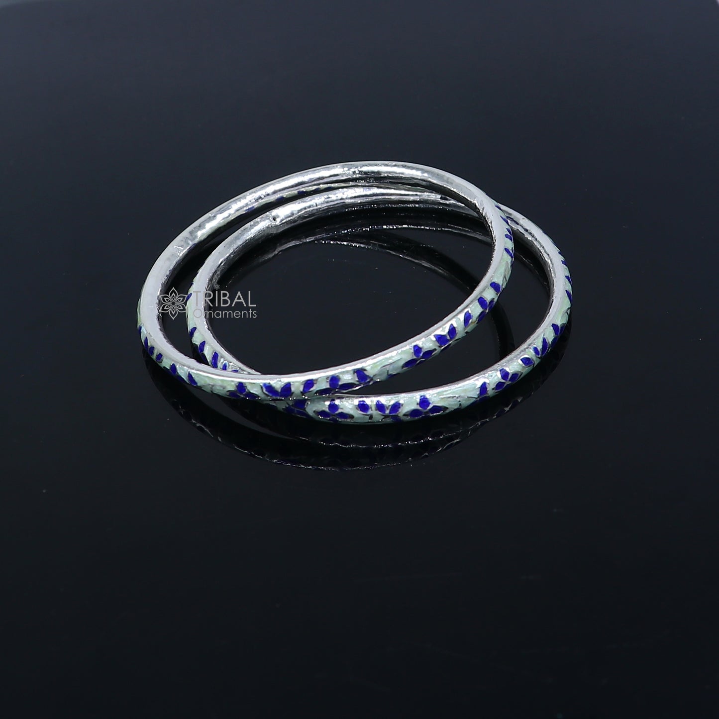925 sterling meenakari work designer bangle bracelet pure silver gifting jewelry, brides made bangles ba430 - TRIBAL ORNAMENTS