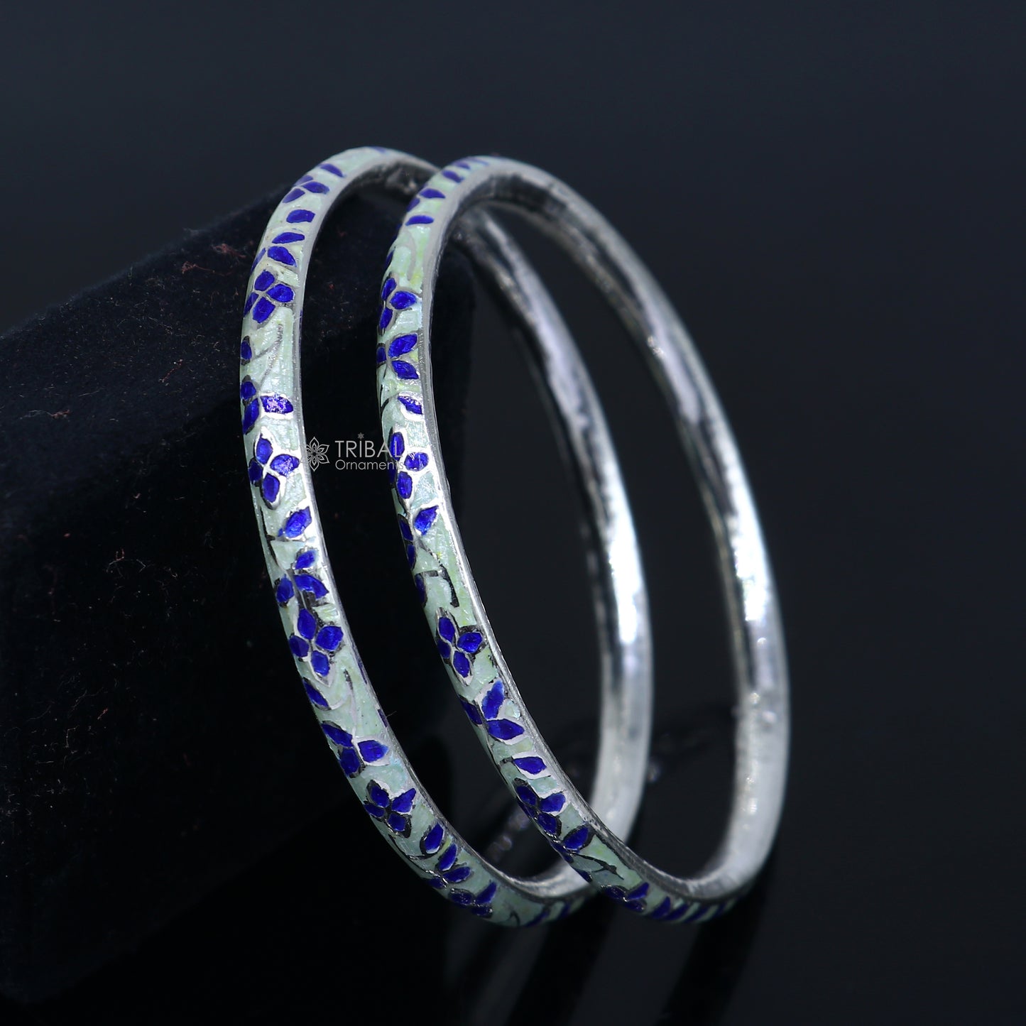 925 sterling meenakari work designer bangle bracelet pure silver gifting jewelry, brides made bangles ba430 - TRIBAL ORNAMENTS
