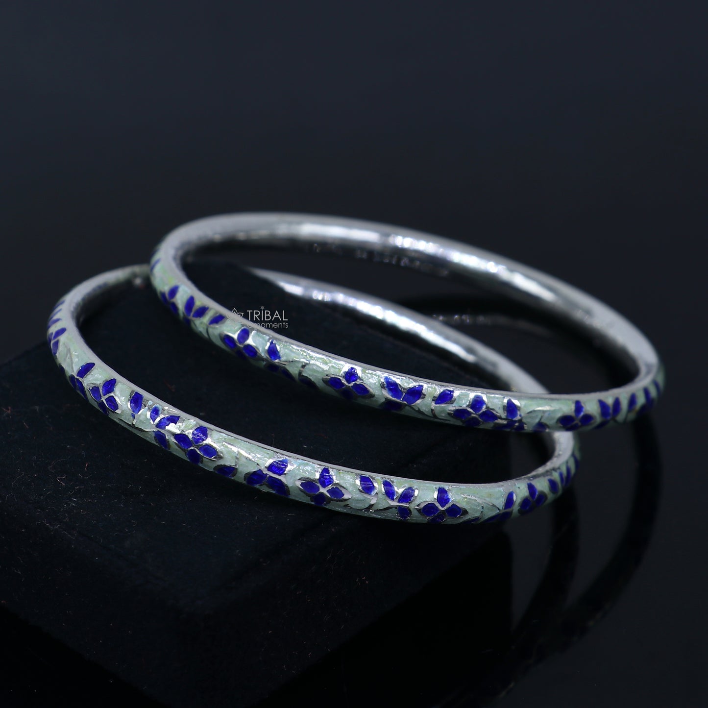 925 sterling meenakari work designer bangle bracelet pure silver gifting jewelry, brides made bangles ba430 - TRIBAL ORNAMENTS