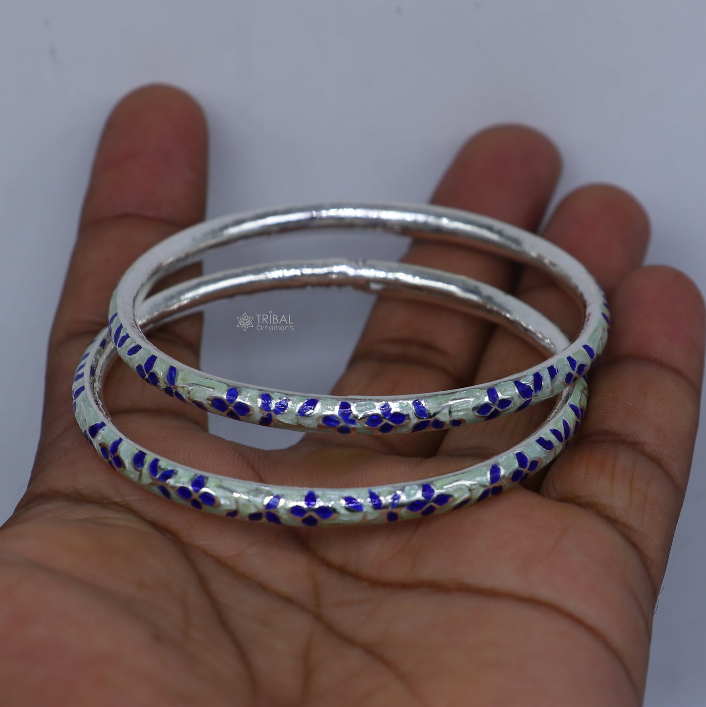 925 sterling meenakari work designer bangle bracelet pure silver gifting jewelry, brides made bangles ba430 - TRIBAL ORNAMENTS