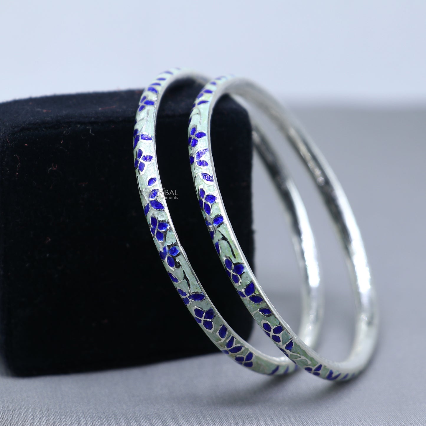 925 sterling meenakari work designer bangle bracelet pure silver gifting jewelry, brides made bangles ba430 - TRIBAL ORNAMENTS