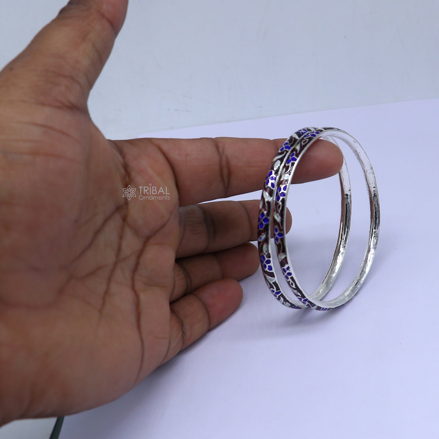 925 sterling meenakari work designer bangle bracelet pure silver gifting jewelry, brides made bangles ba431 - TRIBAL ORNAMENTS