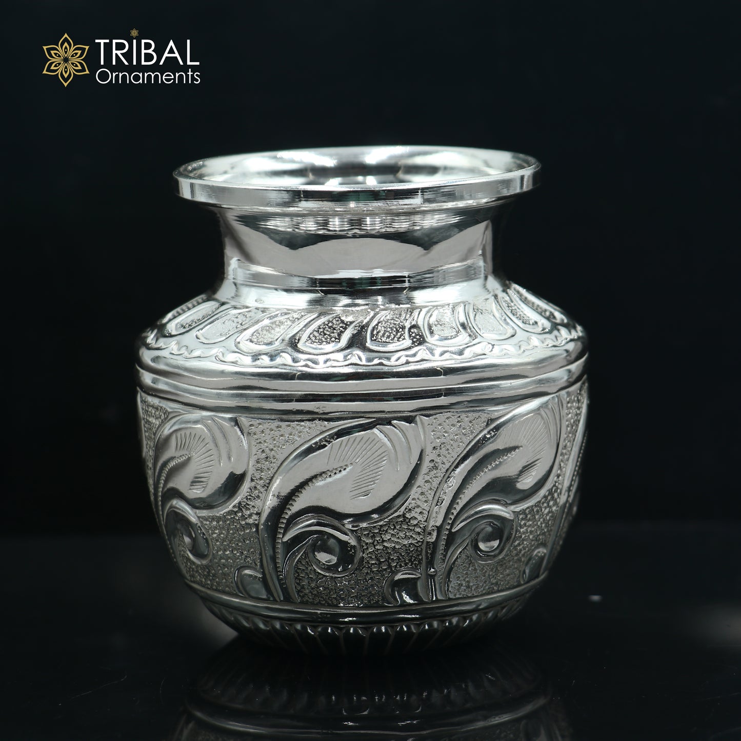 925sterling silver handmade Kalash or pot, unique special silver puja article, water or milk shiva kalash pot india so1064 - TRIBAL ORNAMENTS