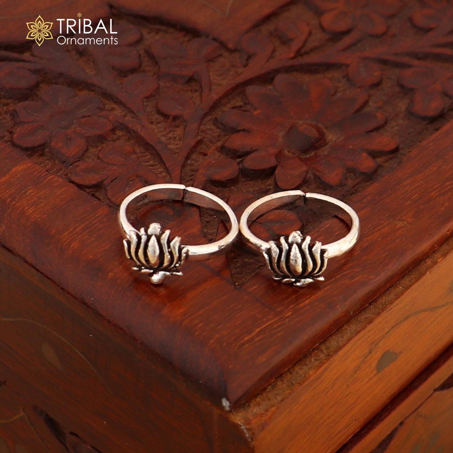 925 sterling silver handmade fabulous lotus design toe ring band tribal belly dance vintage style ethnic brides jewelry ytr31
