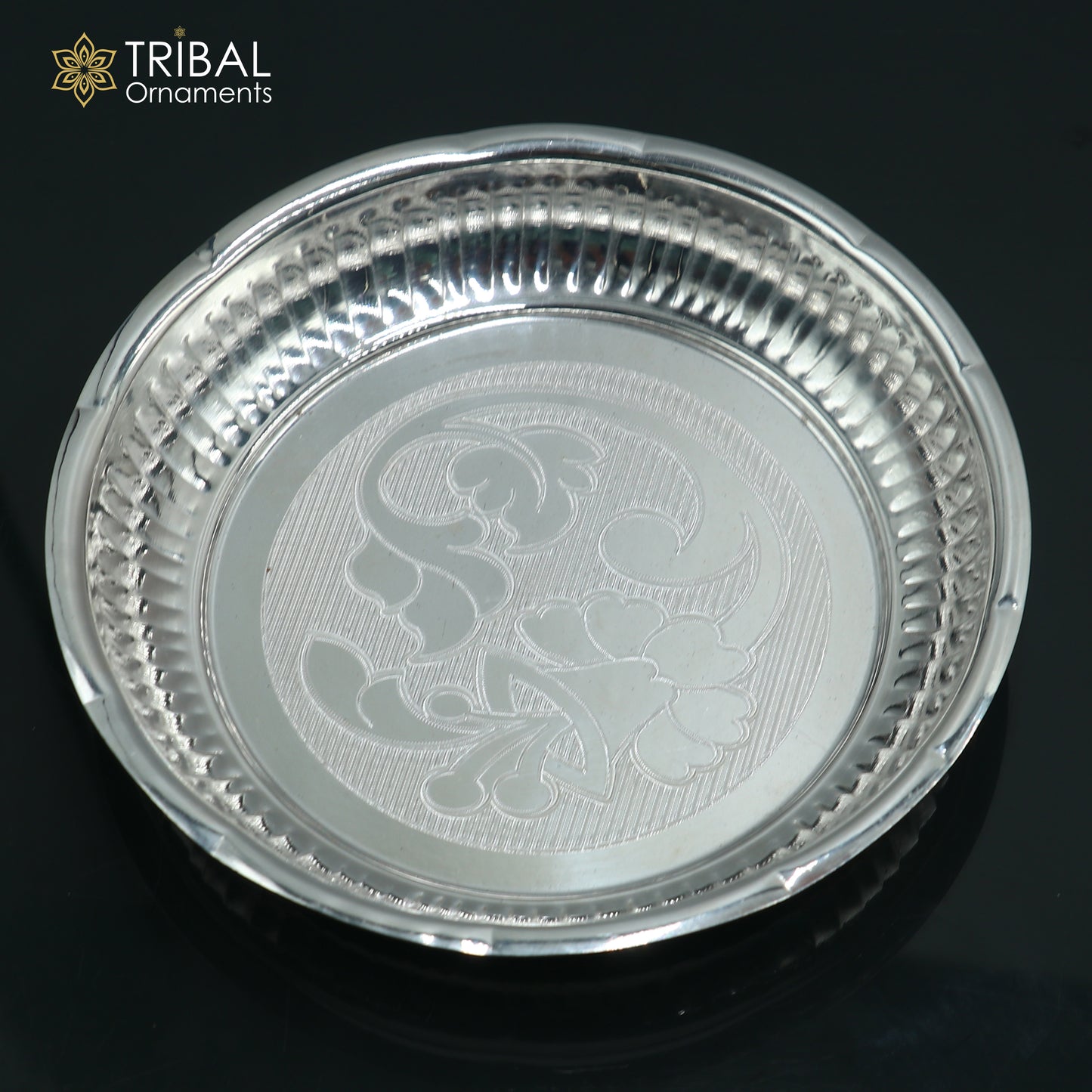 925 sterling silver handmade plate/ tray, best gifting baby food serving silver utensils, silver articles, puja utensils sv313 - TRIBAL ORNAMENTS