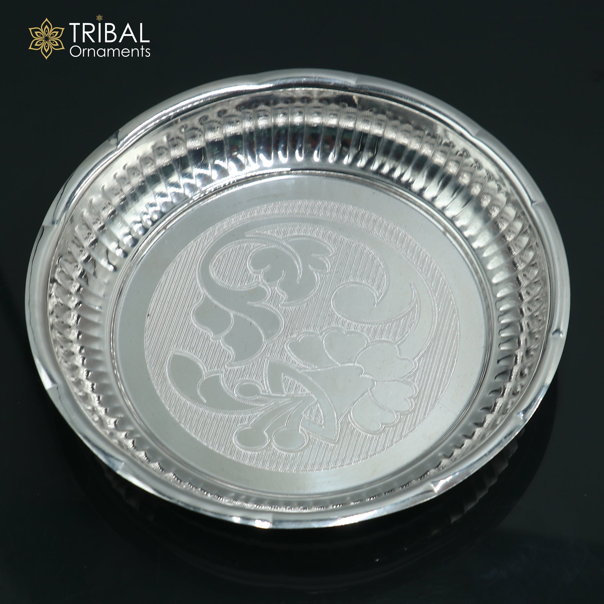 925 sterling silver handmade plate/ tray, best gifting baby food serving silver utensils, silver articles, puja utensils sv313 - TRIBAL ORNAMENTS