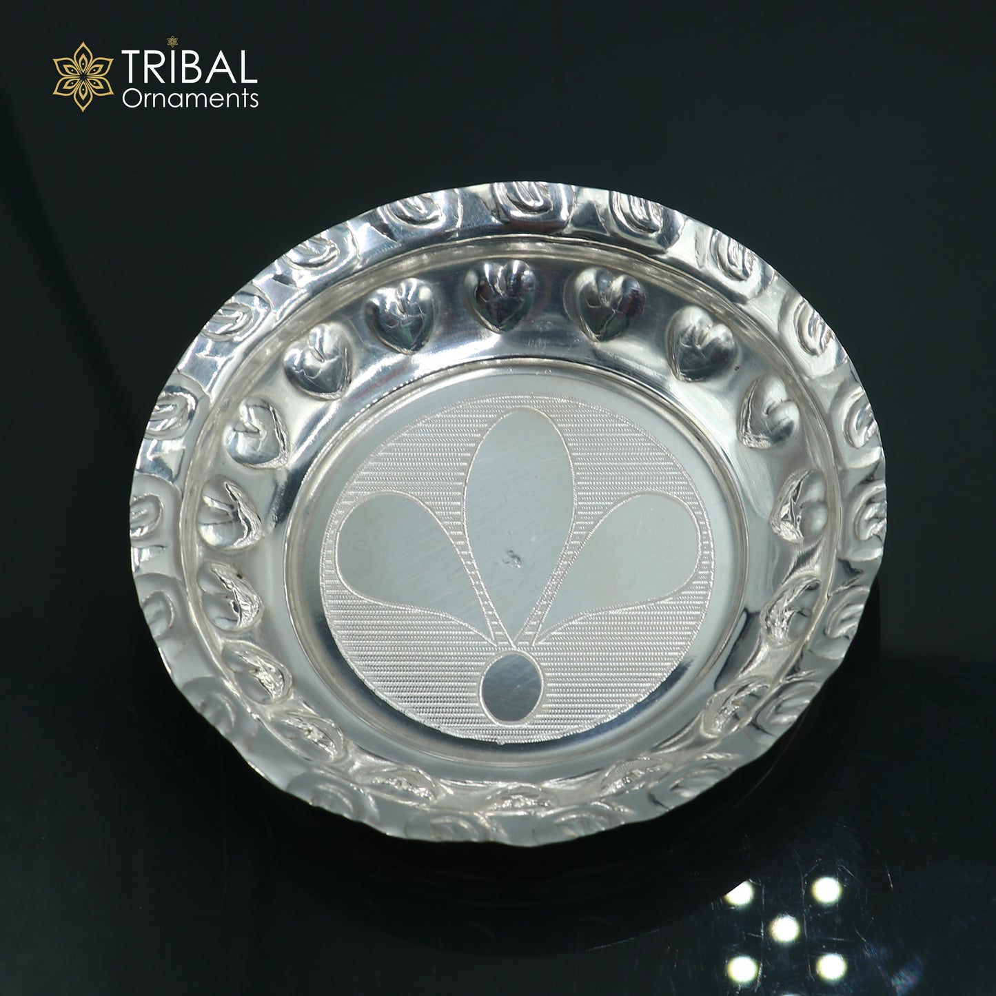 925 sterling silver handmade plate/ tray, best gifting baby food serving silver utensils, silver articles, puja utensils sv314 - TRIBAL ORNAMENTS