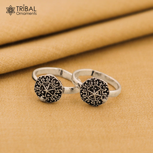 925 sterling silver elegant floral design handmade toe ring, toe band stylish modern women's brides jewelry, india traditional jewelry ytr45
