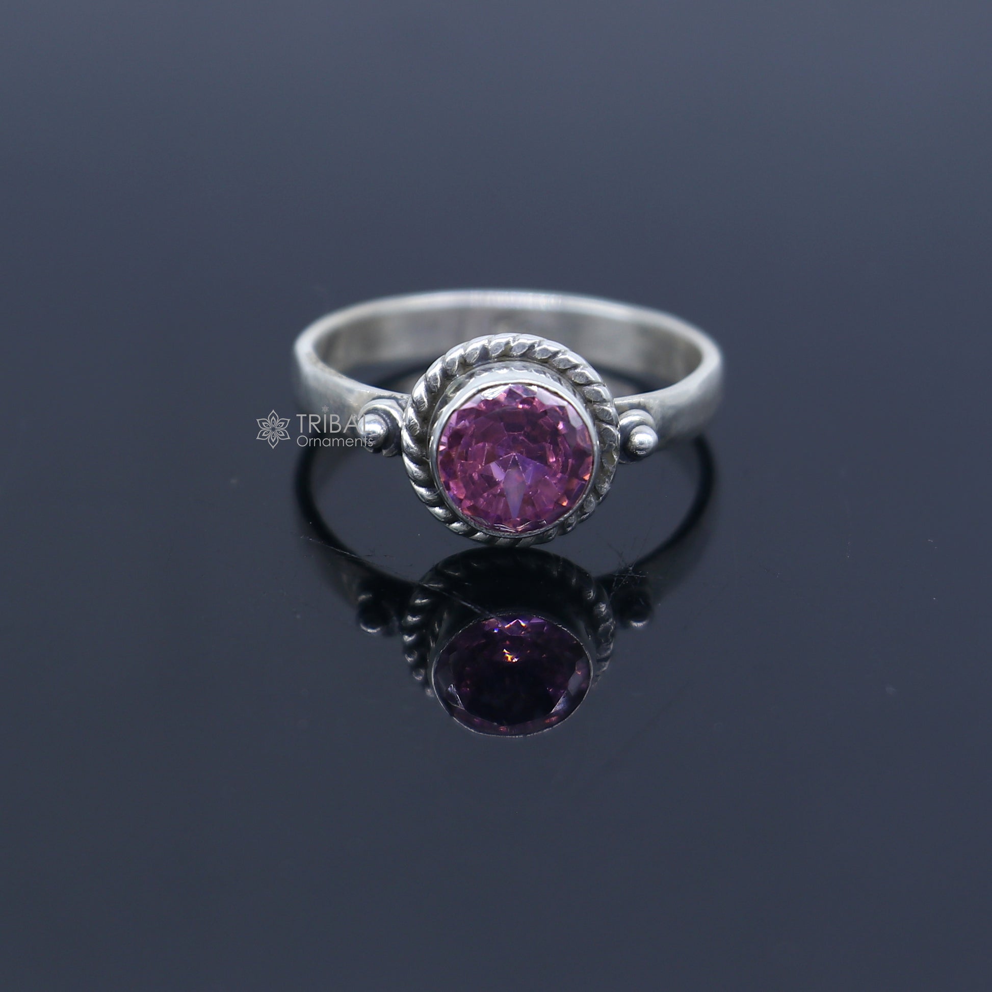 925 sterling silver pink colour stone ring Jewelry sr734 - TRIBAL ORNAMENTS
